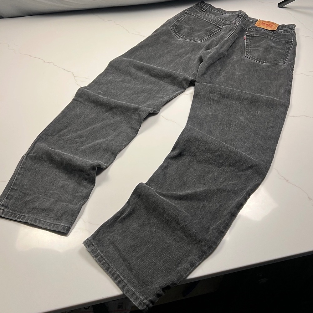 90s Levi's 550 Jeans Mens Relaxed Fit Faded Black Denim 34x36